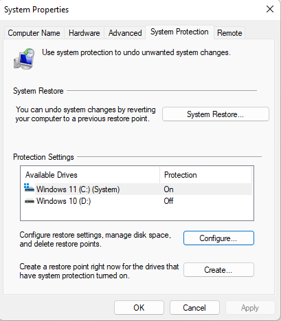 System Properties dialog box